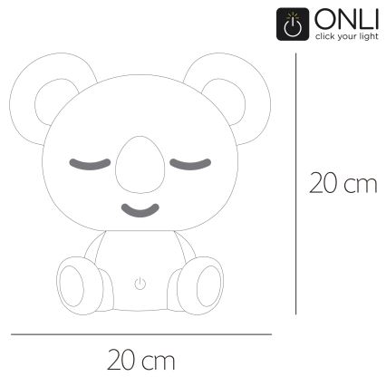 ONLI - Светодиодная детская ночная лампа с регулировкой яркости PUPPIES LED/3 Вт/230 В 20 см коала/зелёная