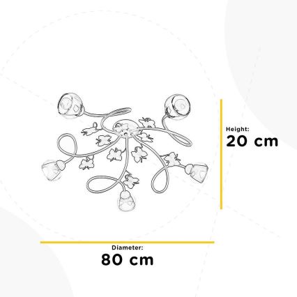 ONLI - Дитяча пристельова люстра BUTTERFLY 5xE14/6W/230V