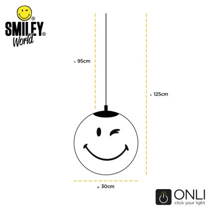 ONLI - Дитяча підвісна люстра SMILEY на шнурі 1xE27/15W/230V біла