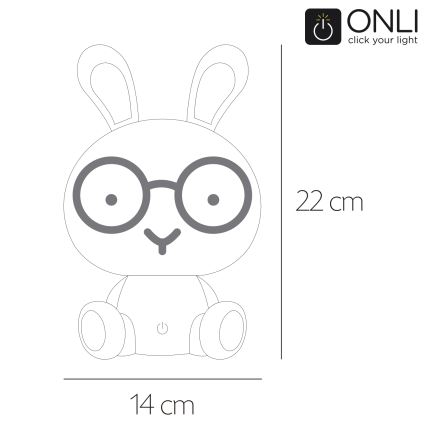 ONLI - світлодіодний нічник для дітей з регулюванням яскравості PUPPIES LED/3W/230V 22 см зайчик/синій