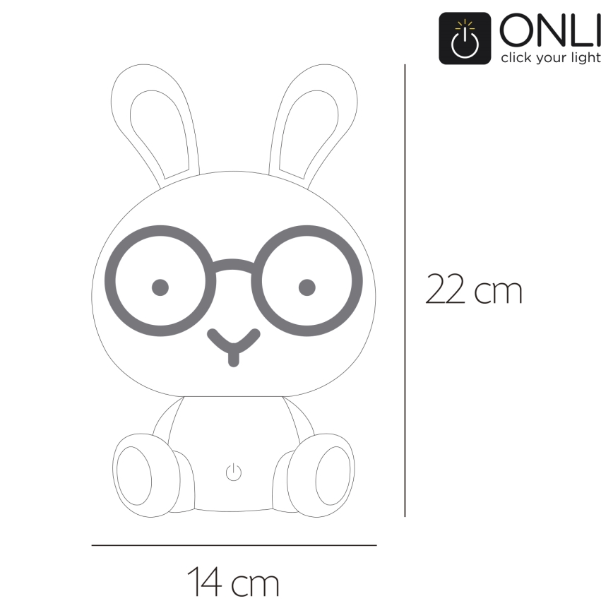 ONLI - світлодіодний нічник для дітей з регулюванням яскравості PUPPIES LED/3W/230V 22 см зайчик/синій
