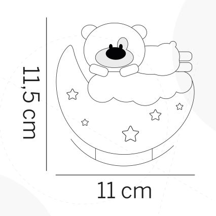 ONLI - LED перезаряжаемый детский ночник NUVOLINA LED/2,5W/5V 300 mAh медвежонок/розовый