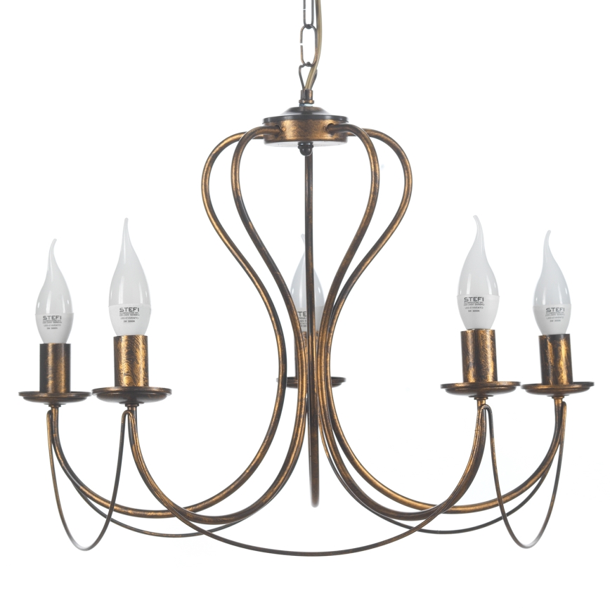 ONLI - Люстра на цепи CANDELA 5xE14/6W/230V бронзовый