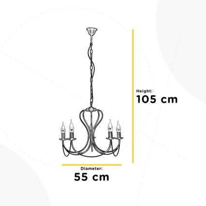 ONLI - Люстра на цепи CANDELA 5xE14/6W/230V бронзовый