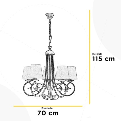 ONLI - Люстра на цепи POMPEI 5xE14/6W/230V бронзовый