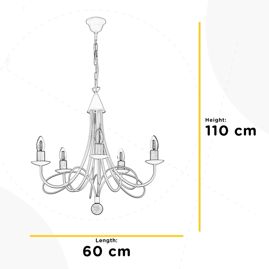 ONLI - Люстра на ланцюгу MILVIA 5xE14/6W/230V бронзова