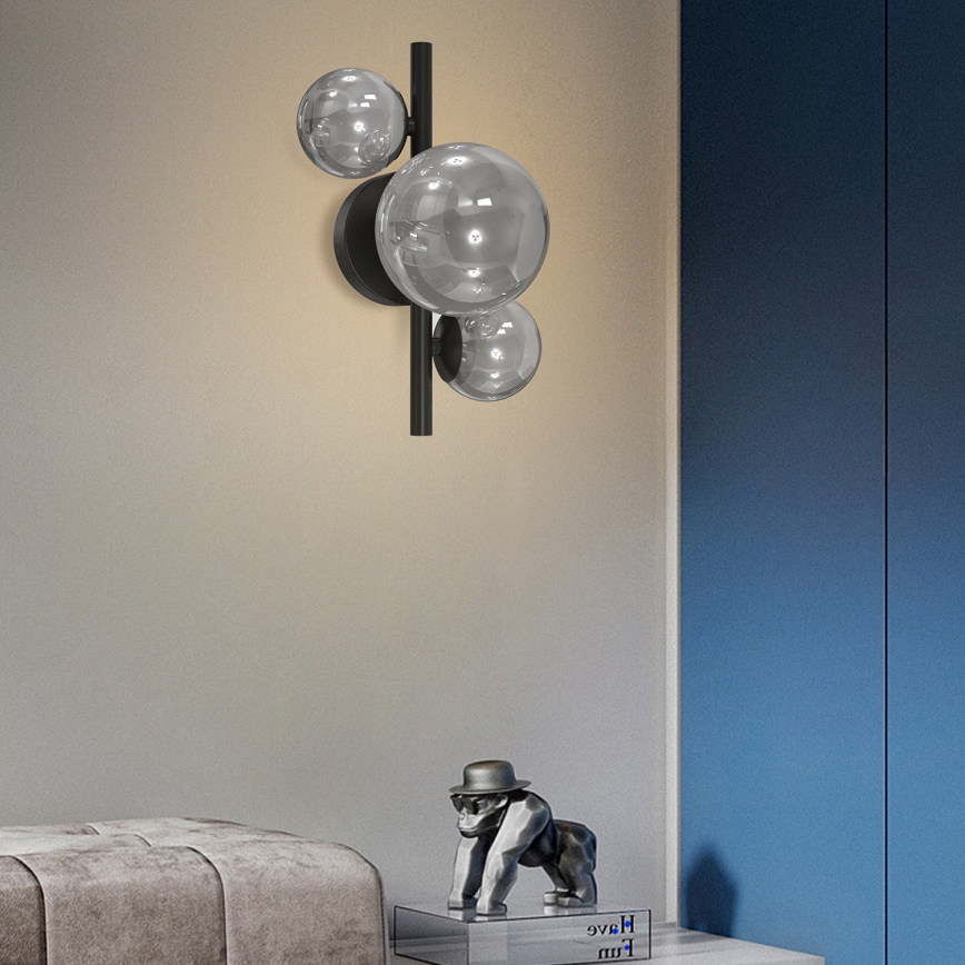 ONLI - Настенный светильник PALOMA 3xG9/10W/230V черный/дымчатый