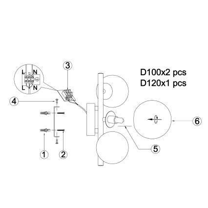 ONLI - Настенный светильник PALOMA 3xG9/10W/230V черный/дымчатый
