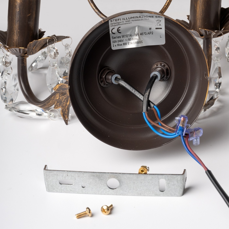 ONLI - Настенный светильник TERESA 2xE14/6W/230V бронзовый