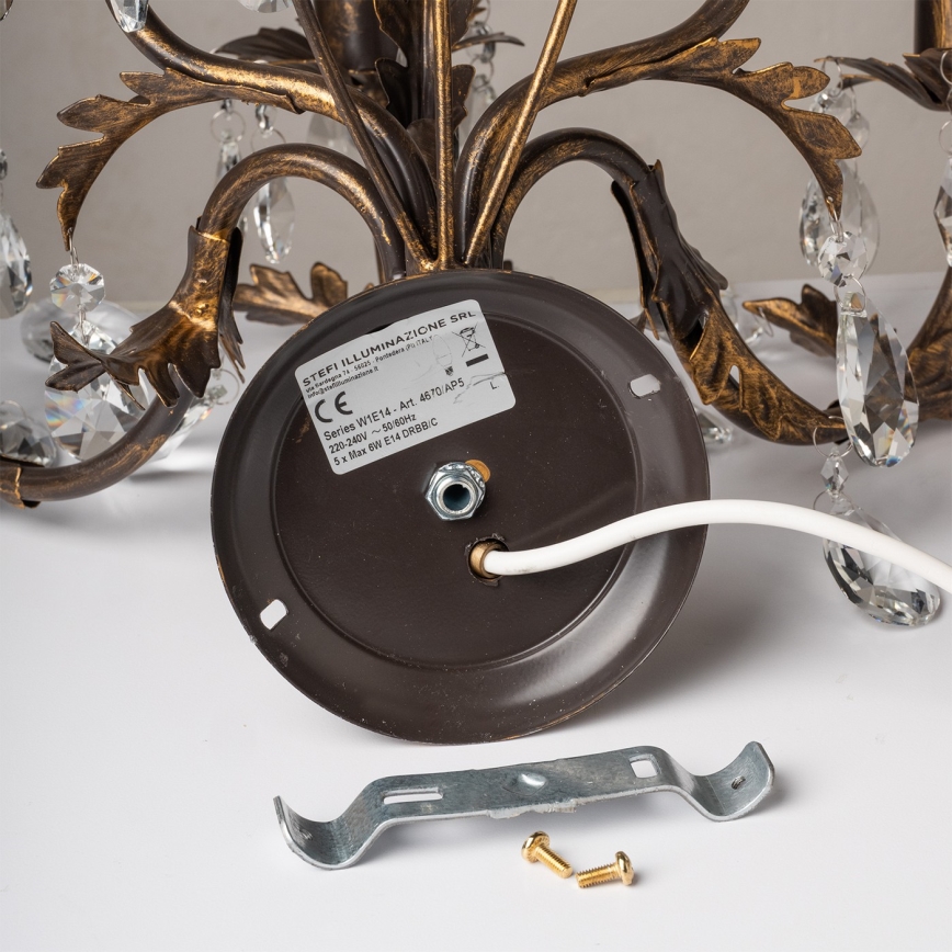 ONLI - Настенный светильник TERESA 5xE14/6W/230V бронзовый