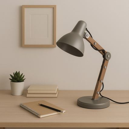 ONLI - Настільна лампа ARCHITETTO 1xE27/22W/230V 62 см сірий/коричневий