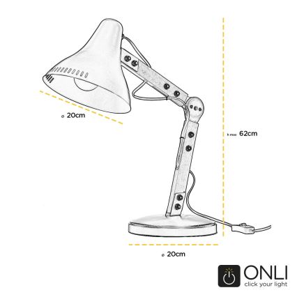 ONLI - Настільна лампа ARCHITETTO 1xE27/22W/230V 62 см сірий/коричневий