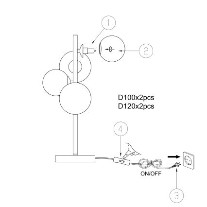 ONLI - Настільна лампа PALOMA 4xG9/10W/230V 48 см золотий