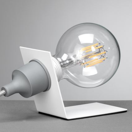 ONLI - Настільна лампа WIRE 1xE27/15W/230V 9 см сірий/білий