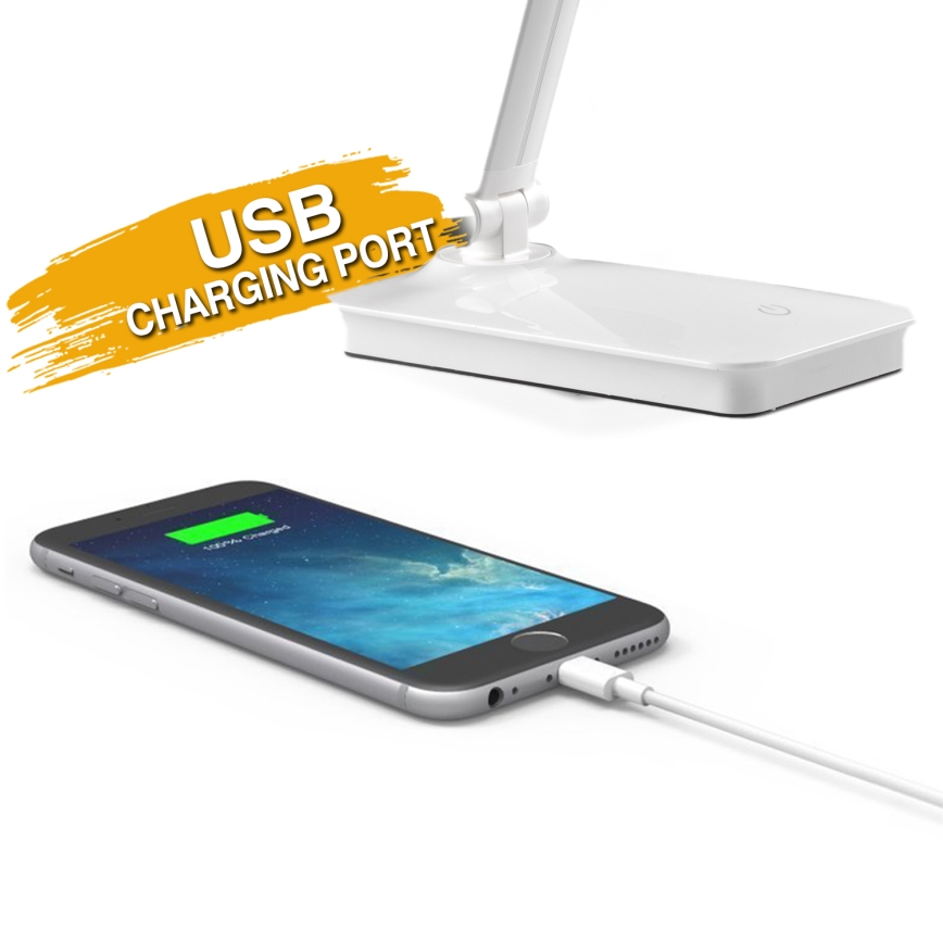 ONLI - Настільна сенсорна LED лампа з регулюванням яскравості та USB-портом DESKI LED/7W/230V 4000K білий