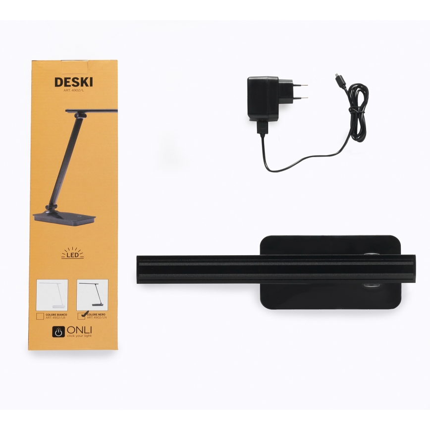 ONLI - Настільна LED лампа з регулюванням яскравості з USB-портом DESKI LED/7W/230V 4000K чорний