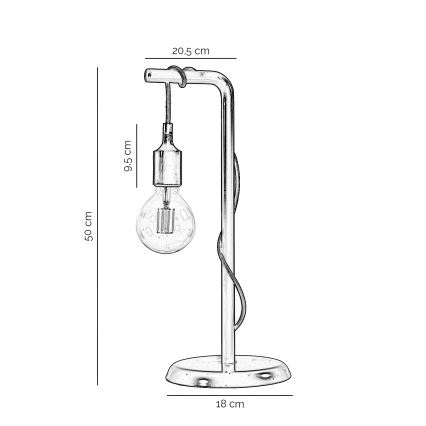 ONLI - Настольная лампа WIRE 1xE27/15W/230V 50 см черный