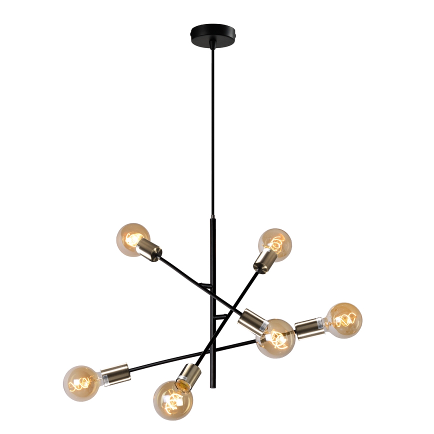 ONLI - Підвісна люстра CROSS 6xE27/22W/230V чорний/латунь