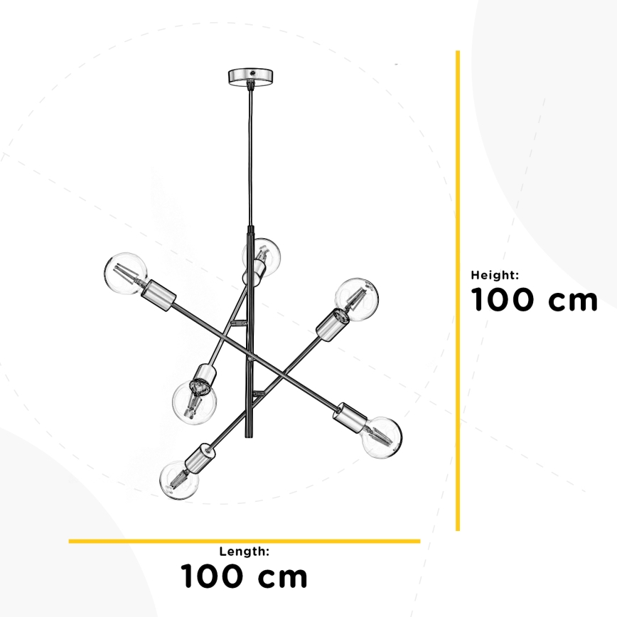 ONLI - Підвісна люстра CROSS 6xE27/22W/230V