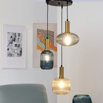 ONLI - Підвісна люстра DOROTY 1xE27/22W/230V синій/золотий
