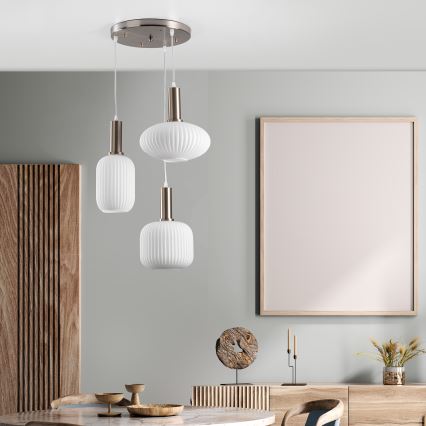 ONLI - Підвісна люстра DOROTY на тросі 3xE27/15W/230V біла/глянцевий хром