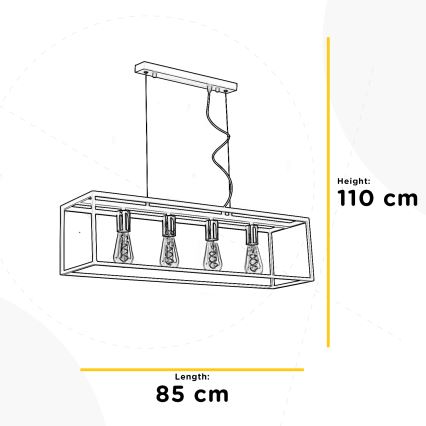 ONLI - Підвісна люстра FLOKI 4xE27/15W/230V чорний/мідний