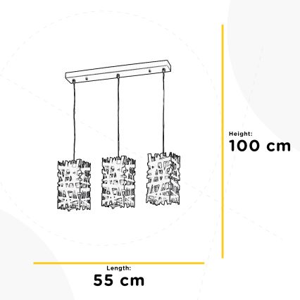 ONLI - Підвісна люстра FORESTA 3xE27/15W/230V чорний