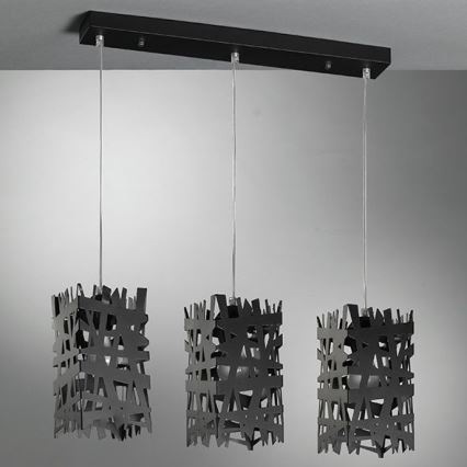 ONLI - Підвісна люстра FORESTA 3xE27/15W/230V чорний