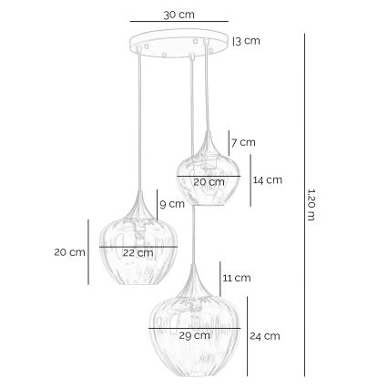 ONLI - Підвісна люстра на кабелі ELIDE 3xE27/15W/230V чорний/мідний