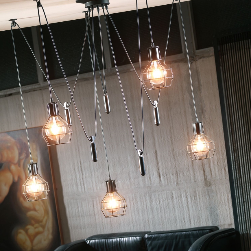 ONLI - Підвісна люстра SPIDER 5xE27/15W/230V павук чорний