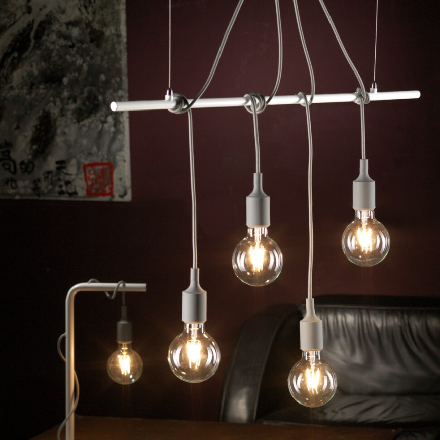 ONLI - Підвісна люстра WIRE 4xE27/15W/230V сірий/білий