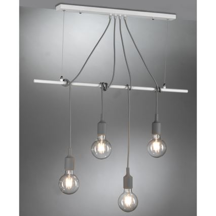 ONLI - Підвісна люстра WIRE 4xE27/15W/230V сірий/білий