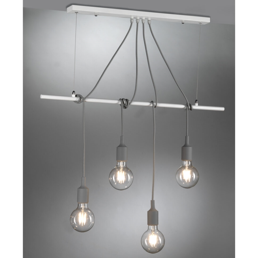 ONLI - Підвісна люстра WIRE 4xE27/15W/230V сірий/білий