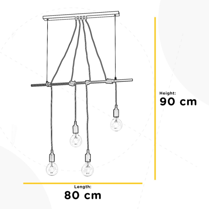 ONLI - Підвісна люстра WIRE 4xE27/15W/230V сірий/білий