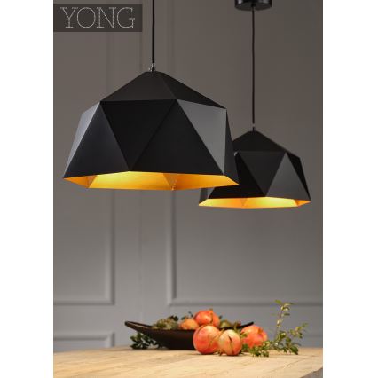 ONLI - Підвісна люстра YONG 1xE27/22W/230V чорний діаметр 46 см