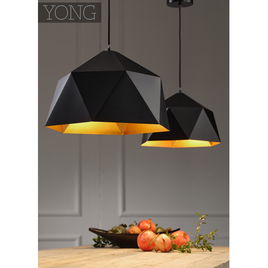 ONLI - Підвісна люстра YONG 1xE27/22W/230V чорний діаметр 46 см