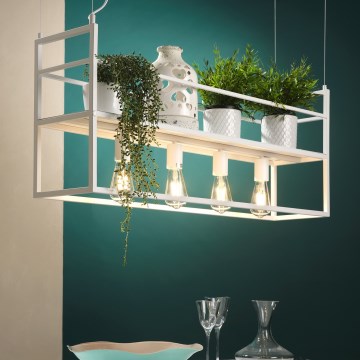 ONLI - Підвісна люстра з поличкою JEFFER 4xE27/22W/230V білий