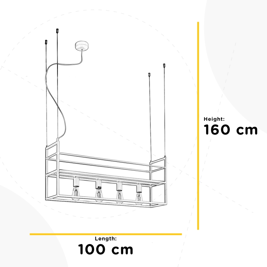 ONLI - Підвісна люстра з поличкою JEFFER 4xE27/22W/230V білий