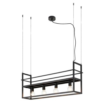 ONLI - Підвісна люстра з поличкою JEFFER 4xE27/22W/230V чорний
