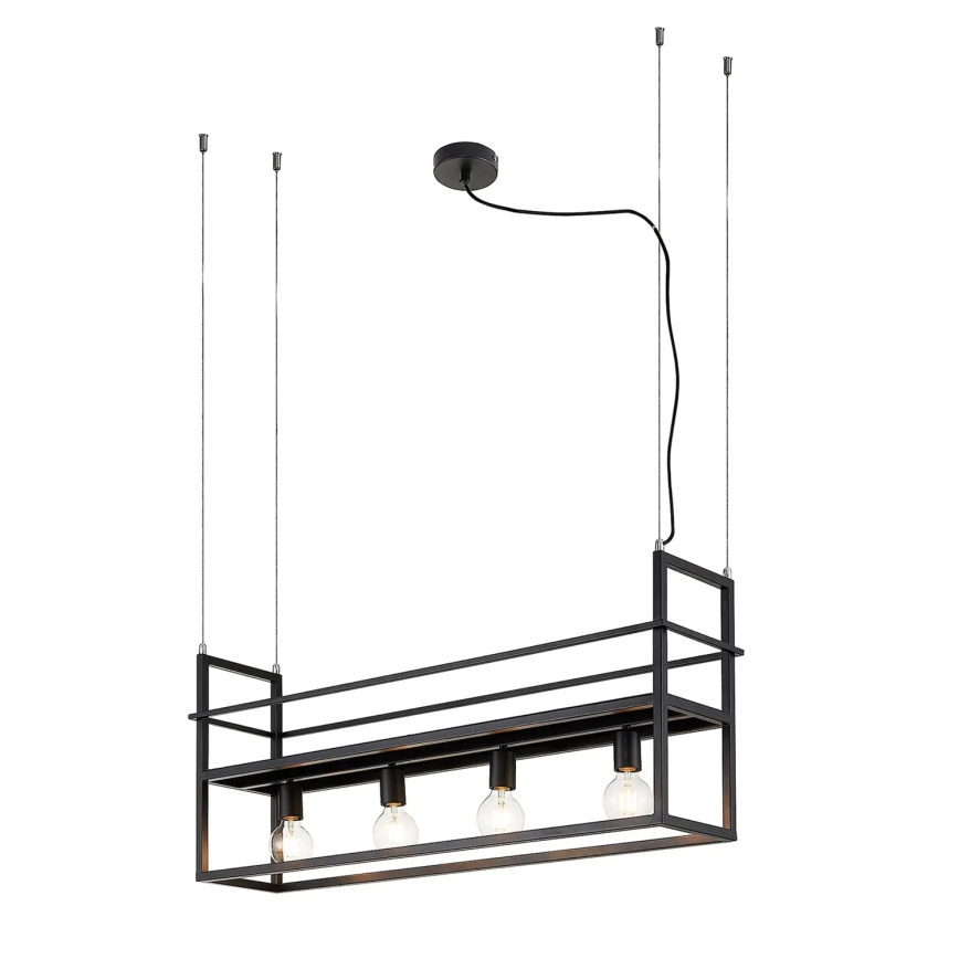ONLI - Підвісна люстра з поличкою JEFFER 4xE27/22W/230V чорний