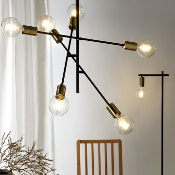 ONLI - Подвесная люстра CROSS 6xE27/22W/230V черный/латунь