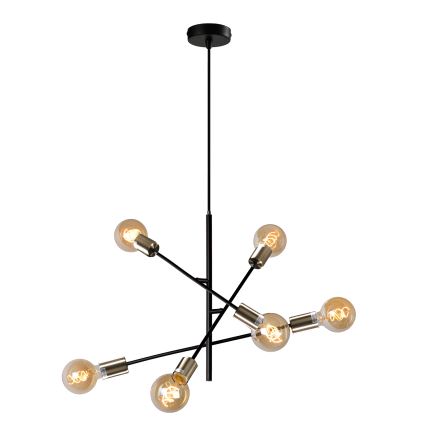 ONLI - Подвесная люстра CROSS 6xE27/22W/230V черный/латунь