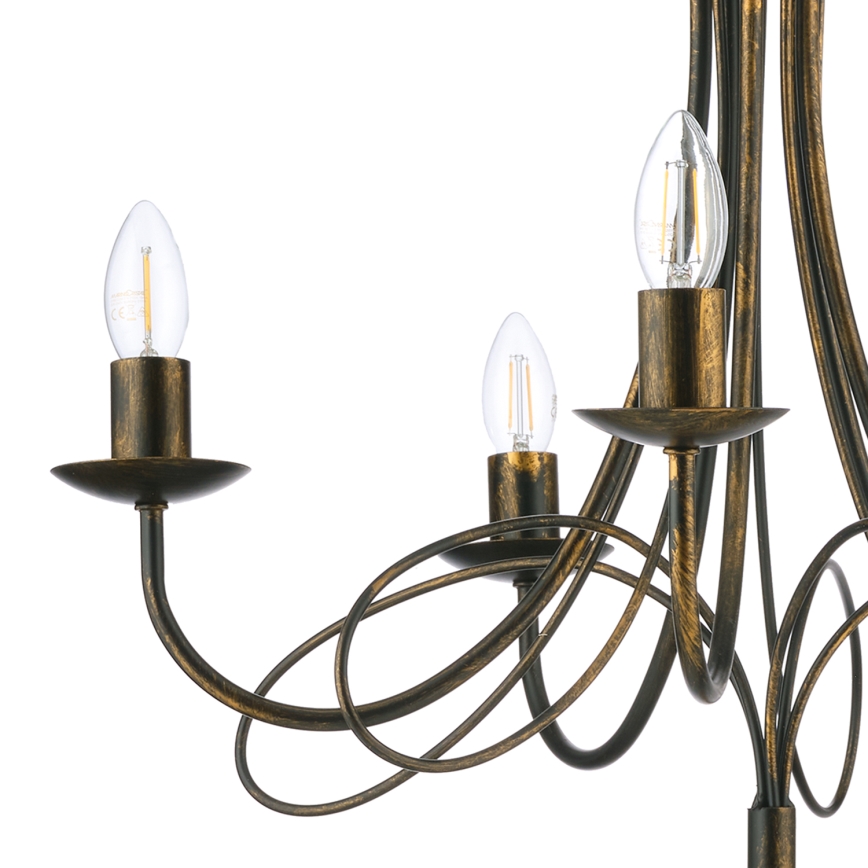 ONLI - Подвесная люстра на цепи MILVIA 5xE14/6W/230V бронзовая