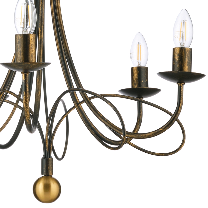 ONLI - Подвесная люстра на цепи MILVIA 5xE14/6W/230V бронзовая