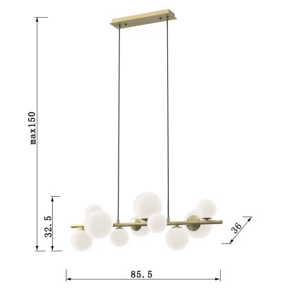 ONLI - Подвесная люстра на тросе PALOMA 10xG9/3W/230V золотая