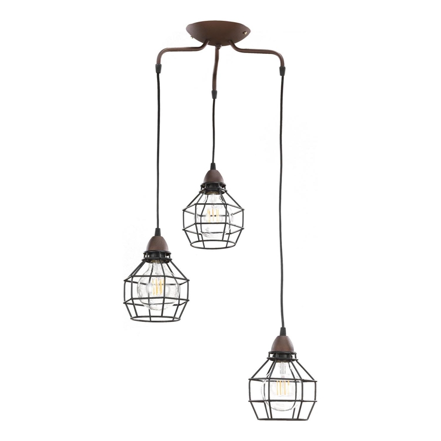 ONLI - Подвесная люстра SPIDER 3xE27/15W/230V черный/коричневый