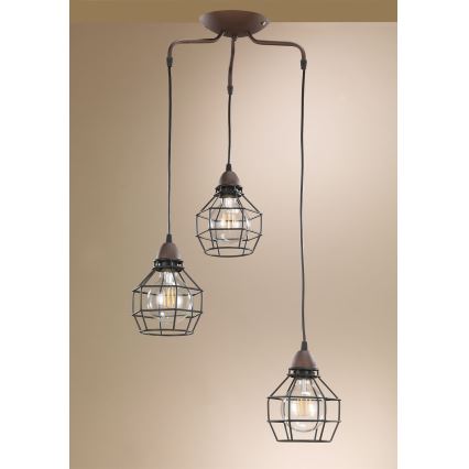 ONLI - Подвесная люстра SPIDER 3xE27/15W/230V черный/коричневый