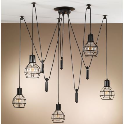 ONLI - Подвесная люстра SPIDER 5xE27/15W/230V паук черный