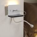 ONLI - Светодиодная гибкая маленькая лампа с полкой и USB зарядкой PLAK LED/1W/230V белый
