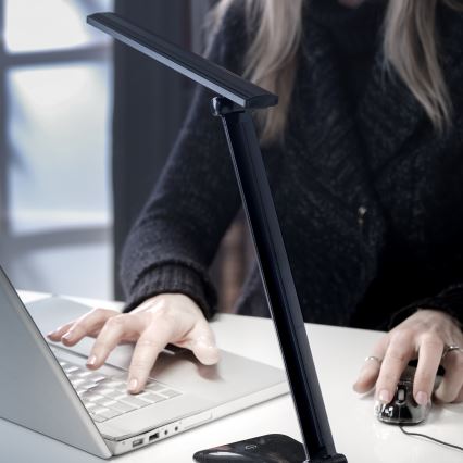 ONLI - Светодиодная настольная лампа с регулированием яркости и USB-портом DESKI LED/7W/230V 4000K черный